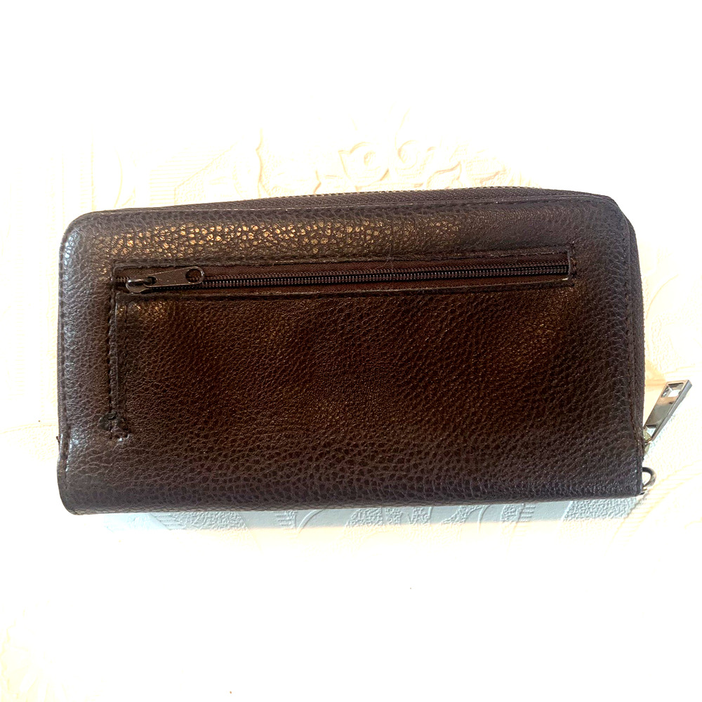 Sofia Bellina Brown Leather Wristlet Wallet Supple Leather Multi Slot & Pocket